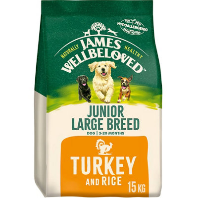 James Wellbeloved Junior Dog Large Breed Turkey & Rice Kibble 15kg