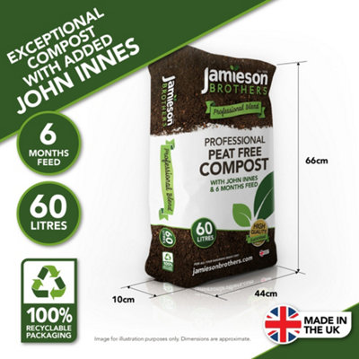 Jamieson Brothers Professional Peat Free All Purpose Compost with added John Innes 60L