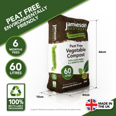 Jamieson Brothers Professional Peat Free Vegetable Compost with added John Innes 60L