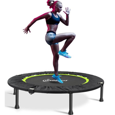 Jandecfit Mini Trampoline Foldable Jumper 40" Fitness Gym Rebounder Black Green