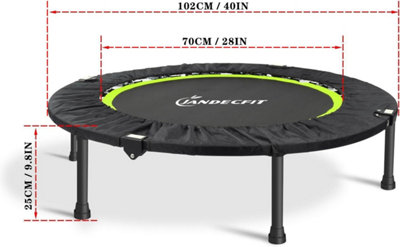 Jandecfit Mini Trampoline Foldable Jumper 40" Fitness Gym Rebounder Black Green - 8