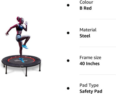 Jandecfit Mini Trampoline Foldable Jumper 40" Fitness Gym Rebounder Black Red - 7