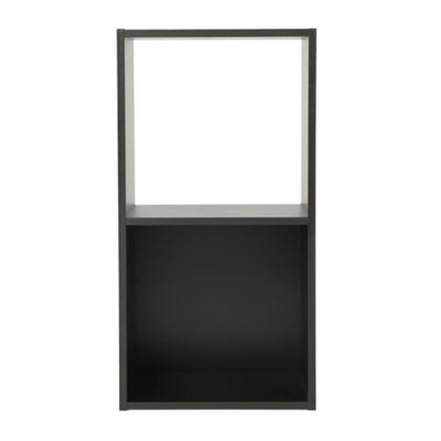 Jane - 2x1 Bookcase - Cube storage boxes (Black)