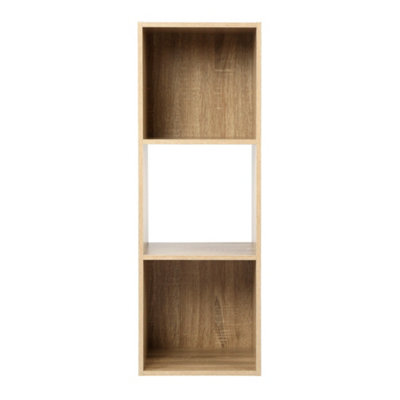 Jane - 3x1 Bookcase - Cube storage boxes (Oak)