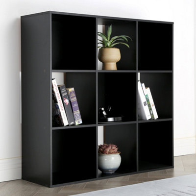 Jane - 3x3 Bookcase - Cube storage boxes (Black)