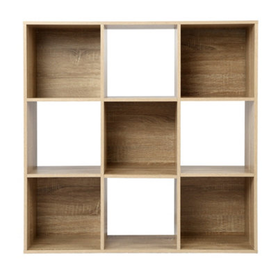 Jane - 3x3 Bookcase - Cube storage boxes (Oak)
