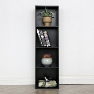 Jane - 4x1 Bookcase - Cube storage boxes (Black)