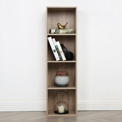 Jane - 4x1 Bookcase - Cube storage boxes (Oak)