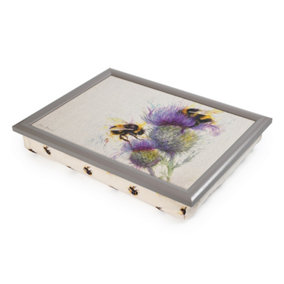 Jane Bannon Bees On Thistle Lap Tray White/Purple (One Size)