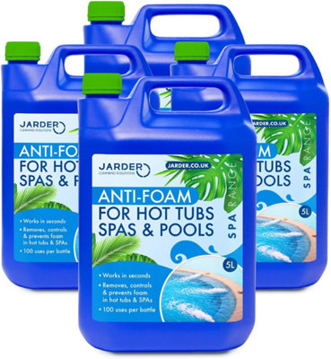 Jarder Anti Foam for Hot Tubs and Spas 4 x 5L - Hot Tub Foam Remover