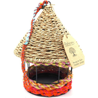 Jardinopia - Large Munja & Sari Fabric Hanging Bird Feeder