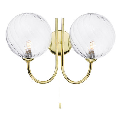 Jared 2 Light Wall Light Polished Gold With Closed Glass