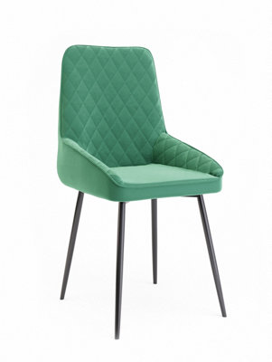 Jarrow Green Velvet Dining Bedroom Quilted Effect Diamond Accent Chair