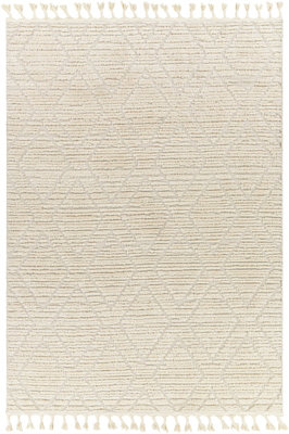JASMINE Berber Geometric High Pile Beige Area Rug 160 x 213 cm