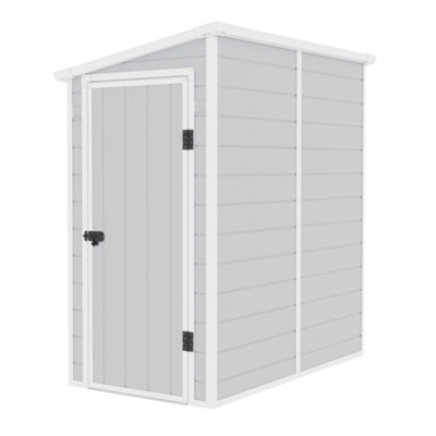 Jasmine Lean-To Pent Plastic Shed Light Grey - 4x6ft