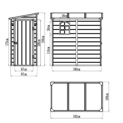 Jasmine Lean-To Pent Plastic Shed Light Grey - 4x6ft