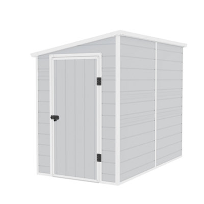 Jasmine Lean-To Pent Plastic Shed Light Grey - 5x8ft
