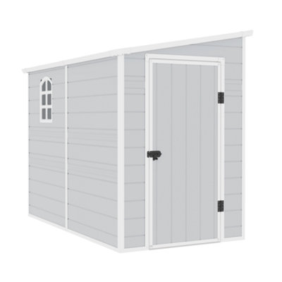 Jasmine Lean-To Pent Plastic Shed Light Grey - 5x8ft