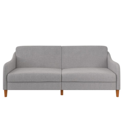Jasper coil 3-seater futon in light grey linen