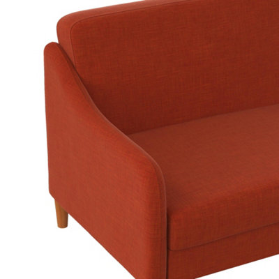 Jasper coil 3-seater futon in orange linen