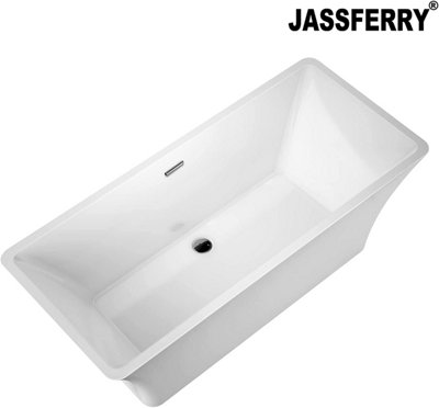 JASSFERRY 1690x740x580 mm Freestanding Bath Acrylic Bathtub Rectangular Hourglass Soaking