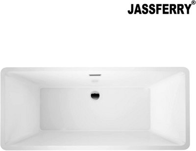 JASSFERRY 1690x740x580 mm Freestanding Bath Acrylic Bathtub Rectangular Hourglass Soaking