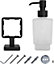 JASSFERRY Black Wall Mounted Soap Dispenser and Square Holder Frosted Glass Lotion Dispenser Holder Set