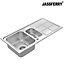 JASSFERRY Brilliant Stainless Steel Kitchen Sink 1.5 Bowl Reversible Rectangle Drainer, 970 X 500 mm