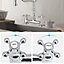 JASSFERRY French Bridge Mixer Tap Fixed 2 Hole Kitchen Sink Faucet Crosshead Handles Chrome