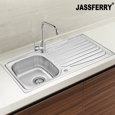 JASSFERRY Inset Kitchen Sink Stainless Steel Basic 1 Bowl Reversible ...