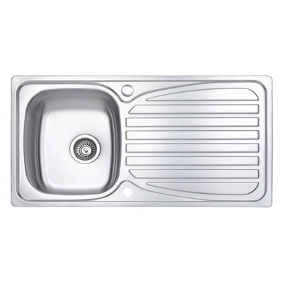 JASSFERRY Inset Kitchen Sink Stainless Steel Basic 1 Bowl Reversible ...