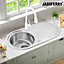 JASSFERRY Inset Round Bowl Kitchen Sink Stainless Steel Single Circle Drainboard Reversible Drainer