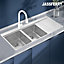JASSFERRY Kitchen Sink 1.2 mm Stainless Steel 2.0 Bowl Righthand Drainer Square Strainer