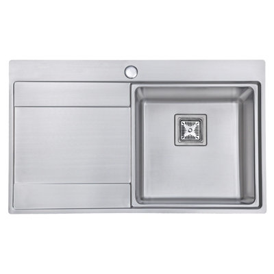 Stainless Steel Kitchen Sink Inset Single 1 Bowl Reversible