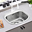 JASSFERRY Kitchen Sink Drop-in Stainless Steel Single Bowl Campervan RV 1 Pre-drilled Tap Hole, 490 x 470 MM