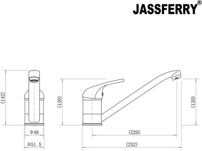 JASSFERRY Kitchen Sink Mixer Tap Caravan Monobloc Single Top Lever Swivel Spout Chrome