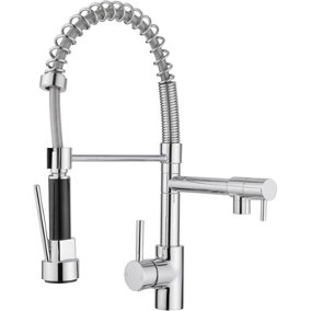 JASSFERRY Kitchen Sink Mixer Tap Chrome Brass 360 Degree Rotation Single Hole with Pull Out Spray
