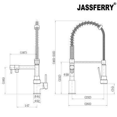 JASSFERRY Kitchen Sink Mixer Tap Chrome Brass 360 Degree Rotation ...