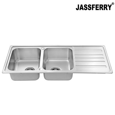 JASSFERRY Kitchen Sink Stainless Steel Matt Inset Double Large Bowl Reversible Drainer