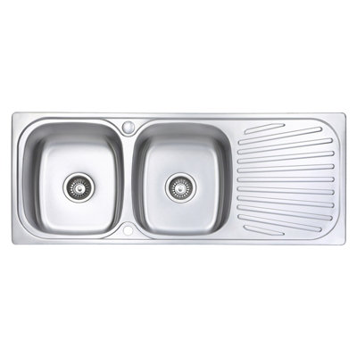 JASSFERRY Large Kitchen Sink Stainless Steel Matt Inset Double Bowl Reversible Drainer