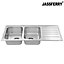 JASSFERRY Large Kitchen Sink Stainless Steel Matt Inset Double Bowl Reversible Drainer
