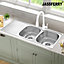 JASSFERRY Large Kitchen Sink Stainless Steel Matt Inset Double Bowl Reversible Drainer
