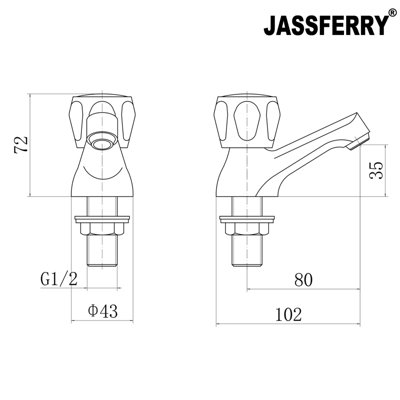 JASSFERRY Pair Of Basin Pillar Taps Top Lever Handle For Bathroom Sink Chrome Polished 1 2 - View #9