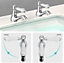 JASSFERRY Pair of Basin Pillar Taps Hot and Cold Water Bathroom Sink White Ceramic Lever, 1/2"