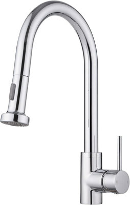 JASSFERRY Pull Out Kitchen Mixer Tap Chrome 360-degree Swivel Spout Pull Down Sprayer High Arc Sink Faucet