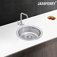 JASSFERRY Small Campervan Kitchen Sink 145mm Depth Stainless Steel Round Drainer