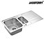 JASSFERRY Stainless Steel Kitchen Sink 1.5 Square Bowl Rome Style Reversible Drainer