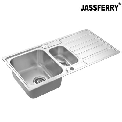 JASSFERRY Stainless Steel Kitchen Sink 1.5 Square Bowl Rome Style Reversible Drainer