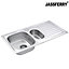 JASSFERRY Stainless Steel Kitchen Sink Inset 1.5 Bowl Reversible Drainer