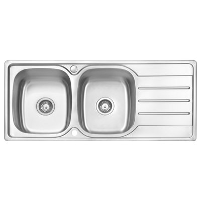 JASSFERRY Stainless Steel Kitchen Sink Matt Inset Double Bowl Reversible Drainer